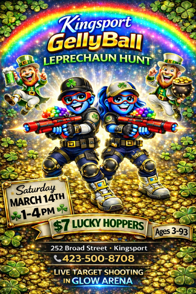 poster for gellyball event with leprechauns
