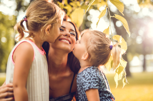 mom with two little girls