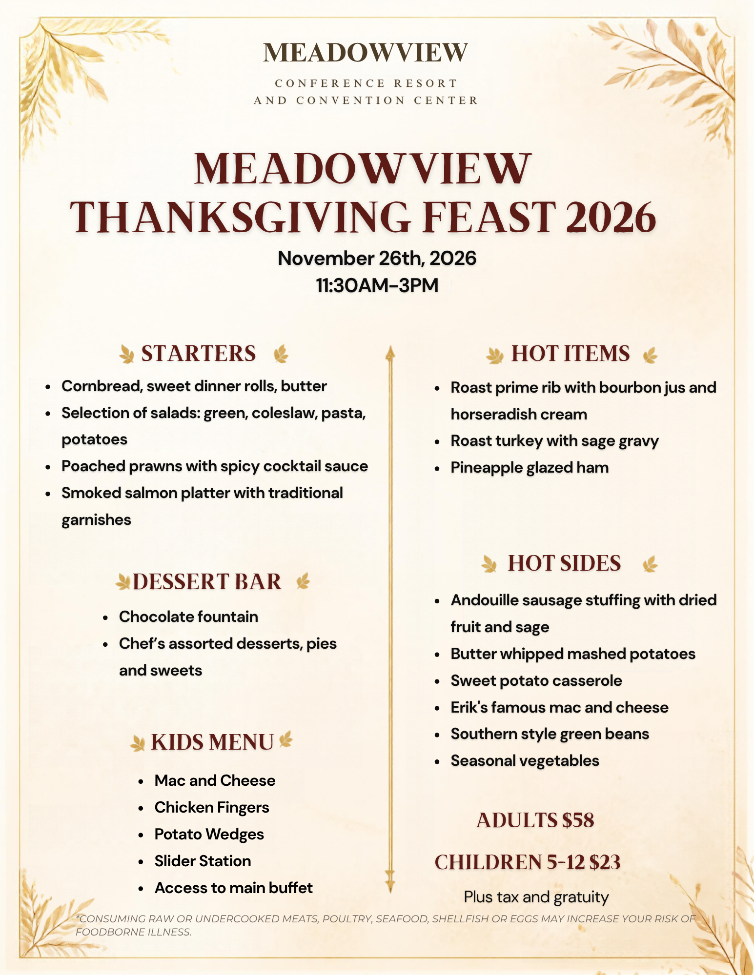 thanksgiving meal menu graphic